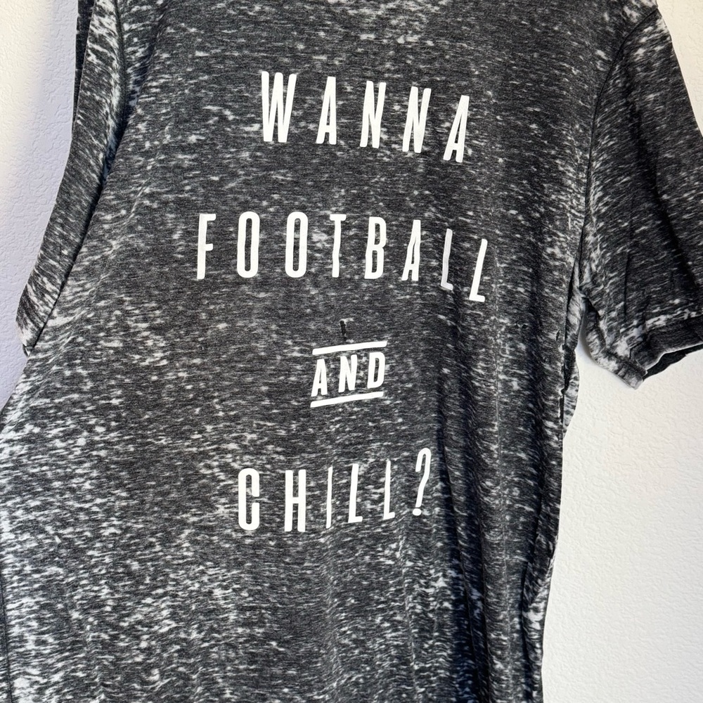 Graphic Tee "Wanna Football and Chill?" in Charcoal Black
